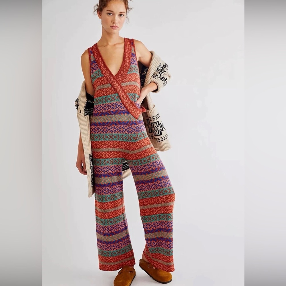 Free People Snowfall Kind Of Love Wrap One-Piece Jumpsuit Size XL EUC
